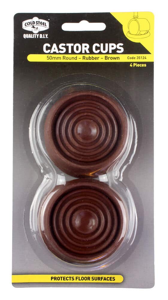 Cold Steel Round Rubber Castor Cups Brown 50mm (4 Pack)