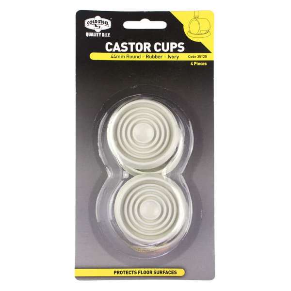 Cold Steel Round Rubber Castor Cups Ivory 44mm -4 Pack