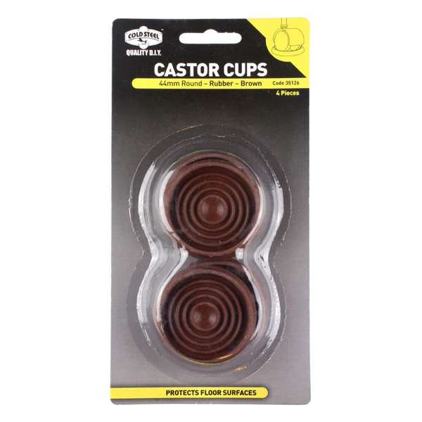 Cold Steel Round Rubber Castor Cups Brown 44mm - 4 Pack