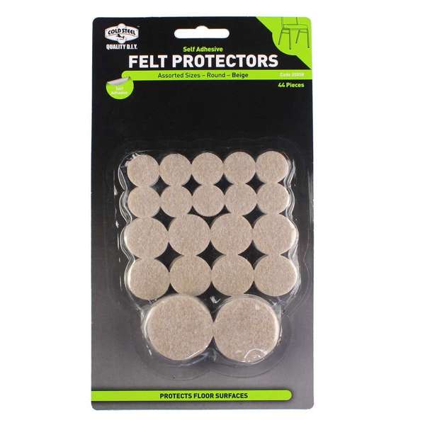 Cold Steel Round Felt Protectors Assorted Beige - 44 Pack