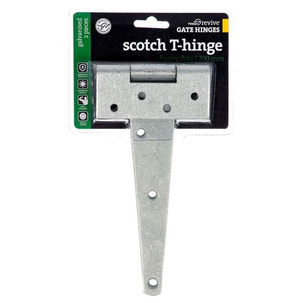 Trio Heavy Duty Scotch T-Hinge Galvanised 200mm - 2 Pack