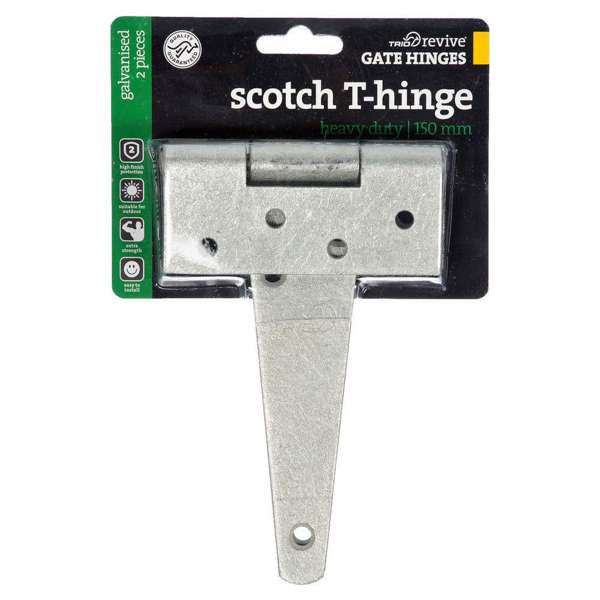 Trio Heavy Duty Scotch T-Hinge Galvanised 150mm - 2 Pack