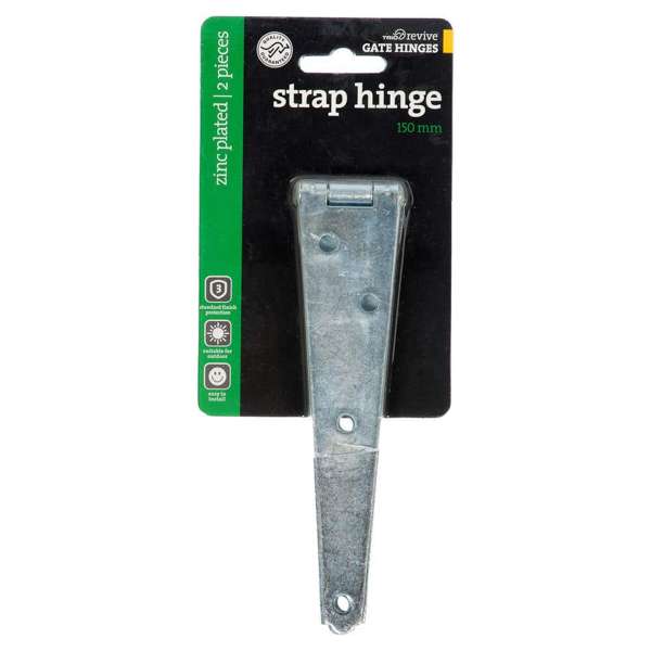 Trio Strap Hinge Zinc Plated 150mm - 2 Pack