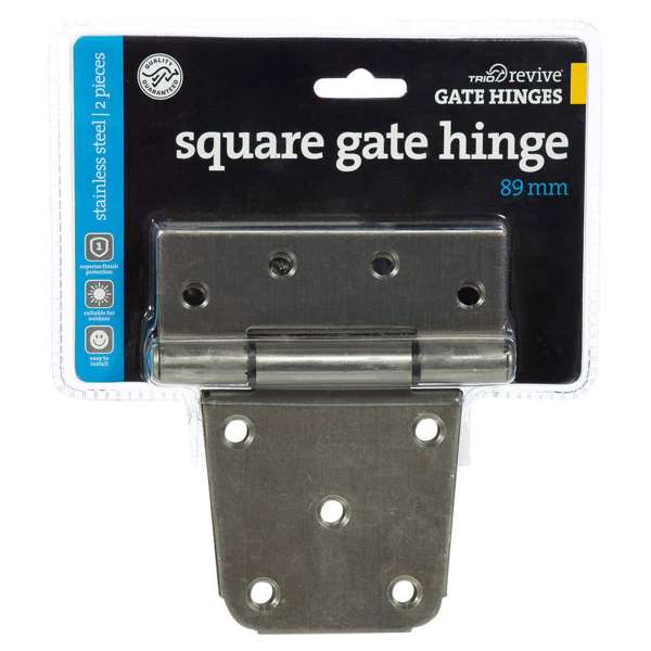 Trio Square Gate Hinge Stainless Steel 89mm - 2 Pack