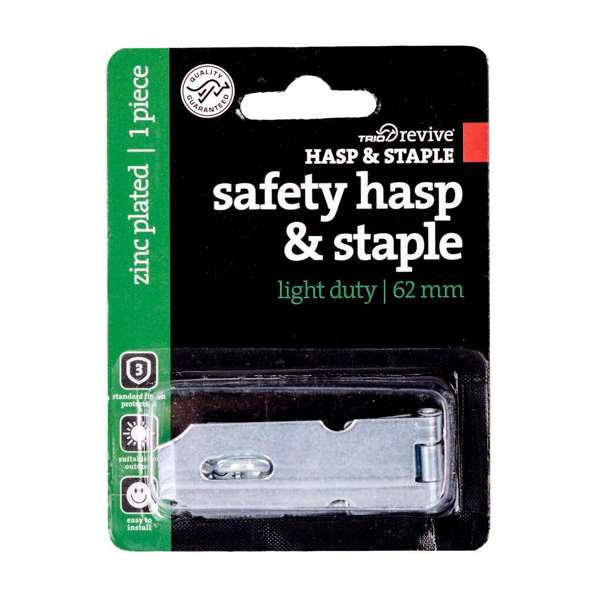 Trio Light Duty Hasp & Staple Zinc Plated 62mm