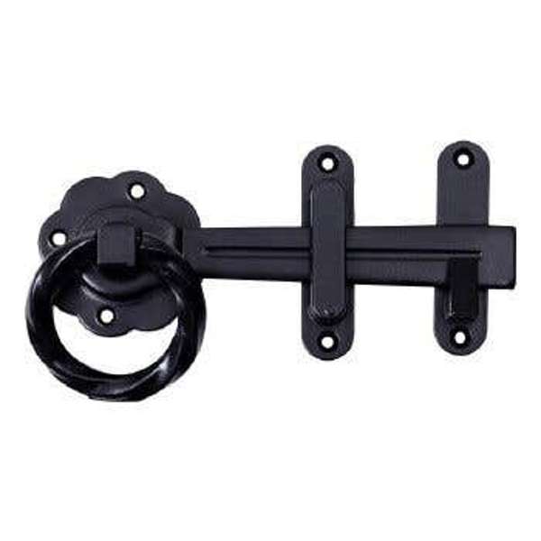 Trio Gothic Ring Gate Latch Black 106 x 76mm