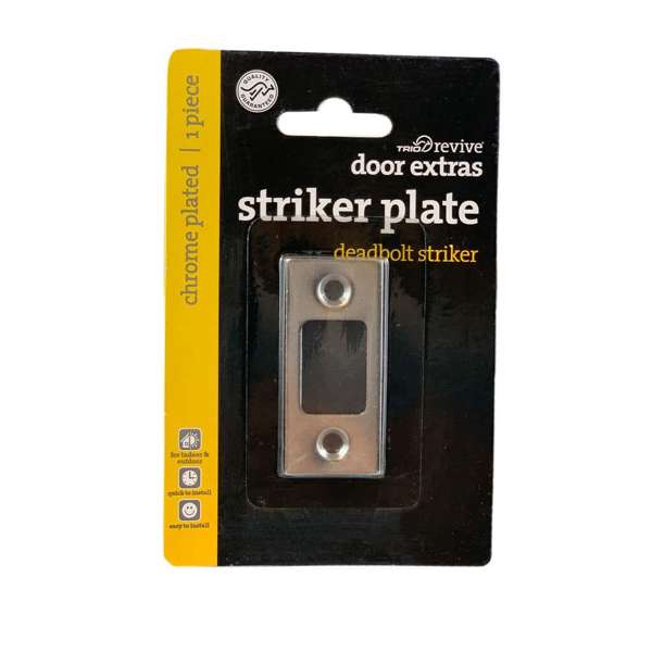 Trio Deadbolt Striker Plate Chrome Plated 57 x 25mm