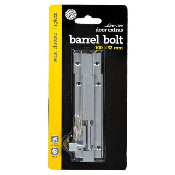 Trio Barrel Bolt Satin Chrome 32 x 100mm