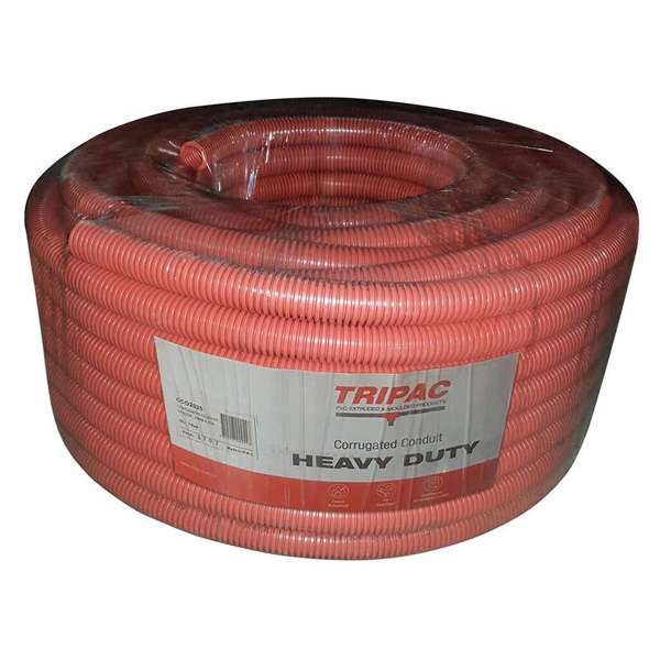 Tripac Corrugated Conduit Heavy Duty Orange 20mm x 25m