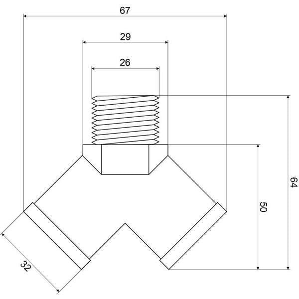 Mildon Y Piece Double Tap Adaptor 20mm