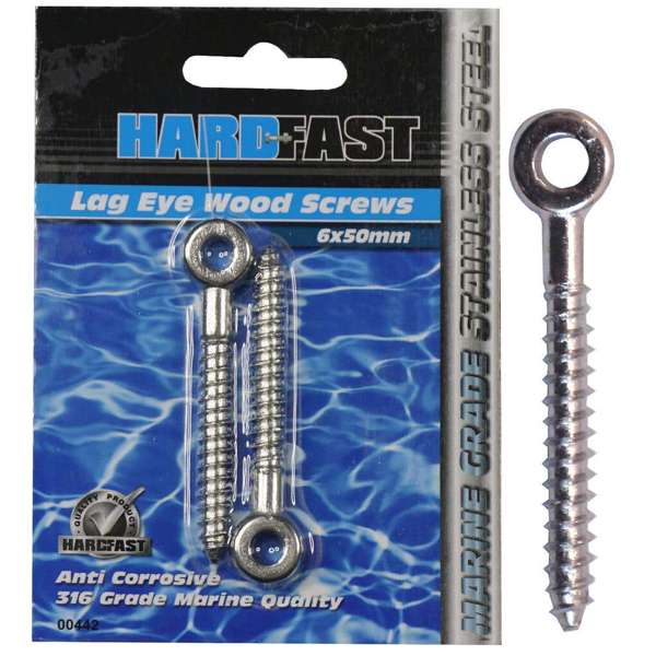 Hardfast Lag Eye Wood Screw Stainless Steel 6 x 50mm - 3 Pack