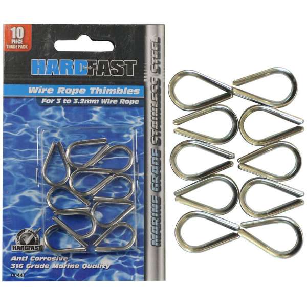 Hardfast Wire Rope Thimble Stainless Steel 3mm - 10 Pack