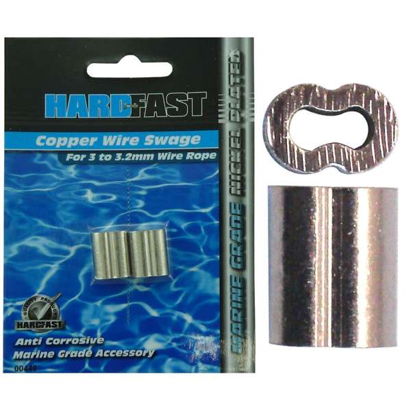 Hardfast Copper Wire Swage Nickel Plated 3.2mm - 2 Pack