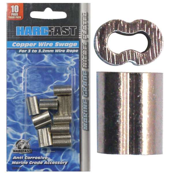 Hardfast Copper Wire Swage Nickel Plated 3.3mm - 10 Pack