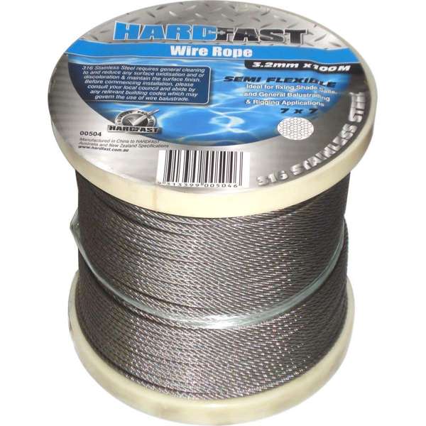 Hardfast Wire Rope Stainless Steel 3.2mm x 100m