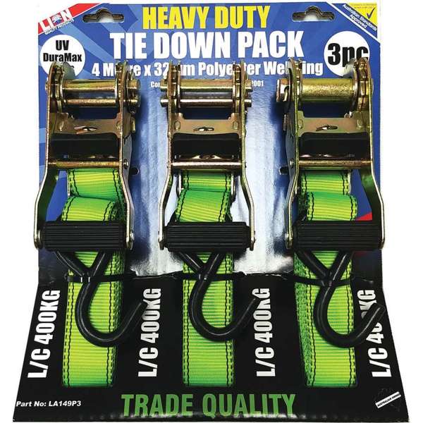 Lion Heavy Duty Ratchet Tie Down Set - 3 Pack