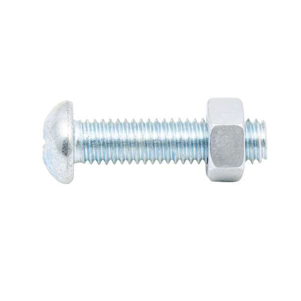 Zenith 5 x 20mm Zinc Plated Round Head Bolt And Nut - 14 Pack