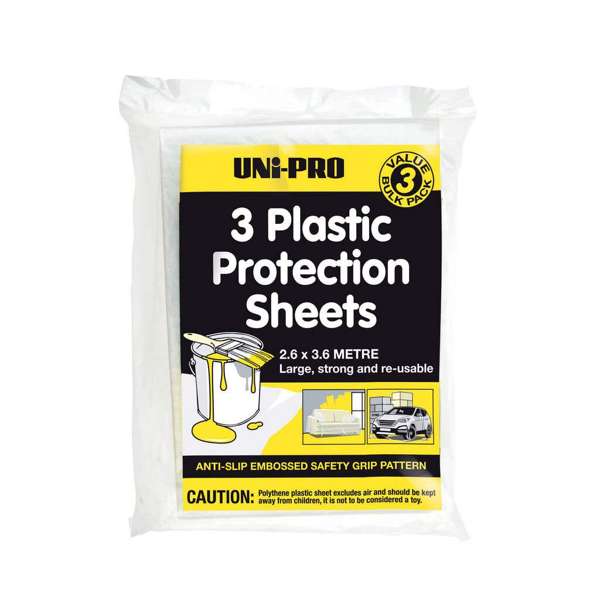 Uni-Pro Plastic Protection Sheet 2600 x 3600mm - 3 Pack