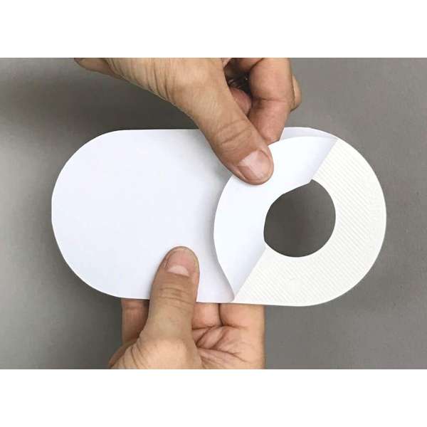 Self Adhesive Cupboard Plate Oval White 40mm - 10 Pack