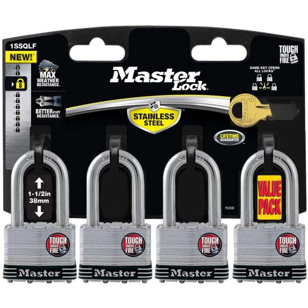 Master Lock Stainless Steel Laminated Padlock - 4 Pack