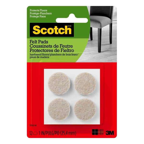 Scotch Round Felt Pads Beige 25mm - 12 Pack