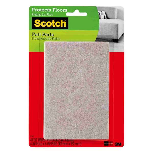 Scotch Rectangular Felt Pads Beige 100 x 150mm - 4 Pack