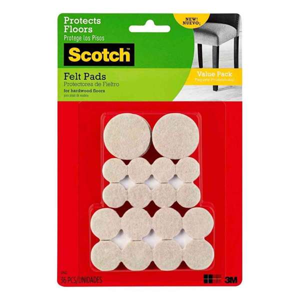 Scotch Circular Felt Pads Beige - 36 Pack