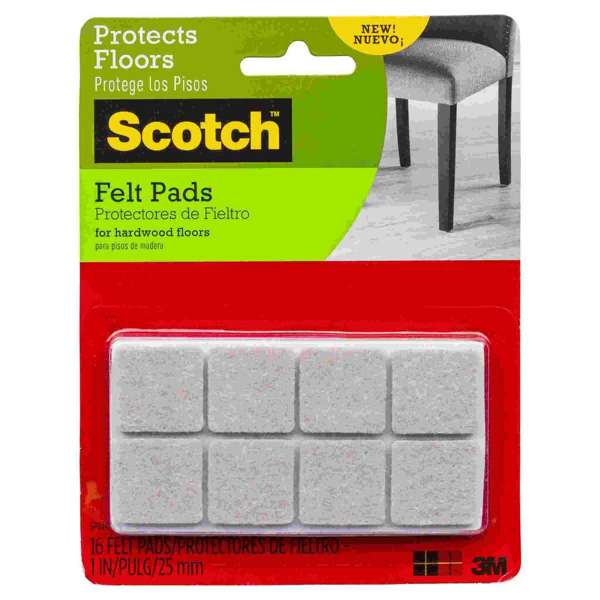 Scotch Square Felt Pads Beige 25mm - 16 Pack