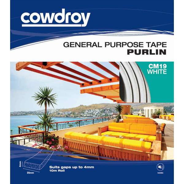 Cowdroy General Purpose Tape Purlin White 4 x 25mm x10m