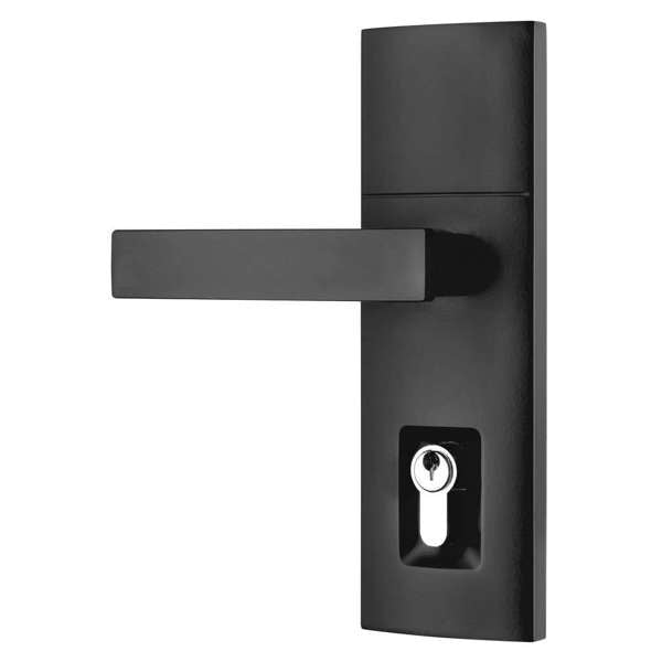 Gainsborough Trilock Angular Entrance Leverset Double Cylinder Matt Black