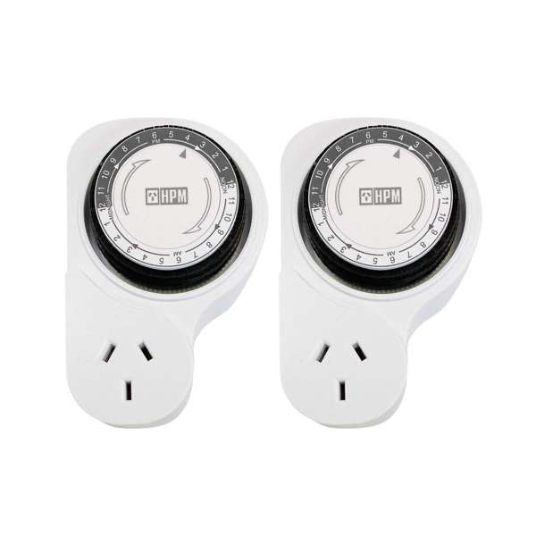 HPM 24hr Analog Timer with Offset Double Pole - 2 Pack