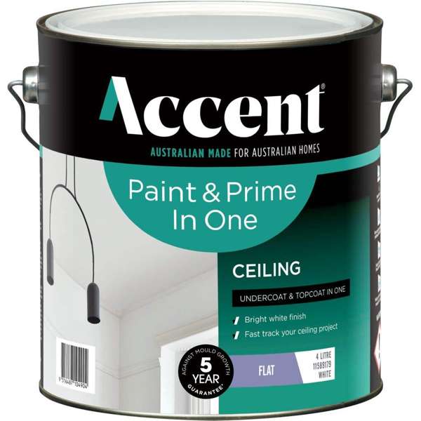 Accent Paint & Prime in One Ceiling Flat White 4L