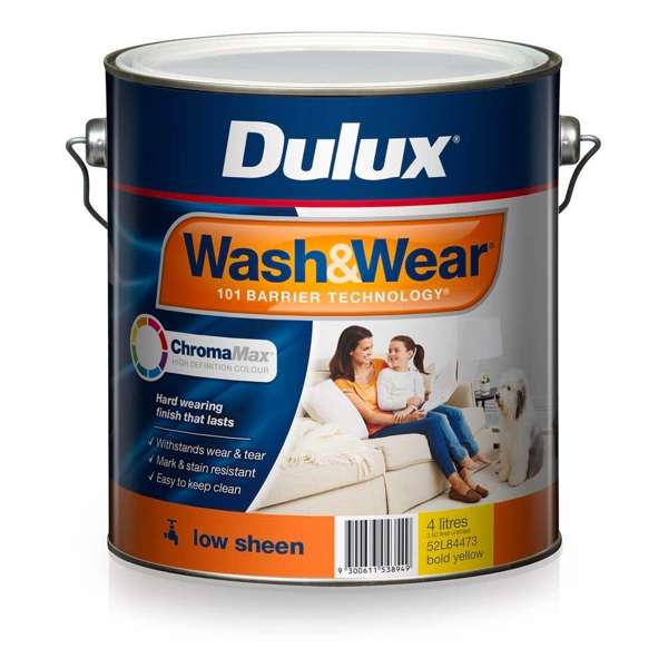 Dulux Wash & Wear Interior Low Sheen Bold Yellow 4L