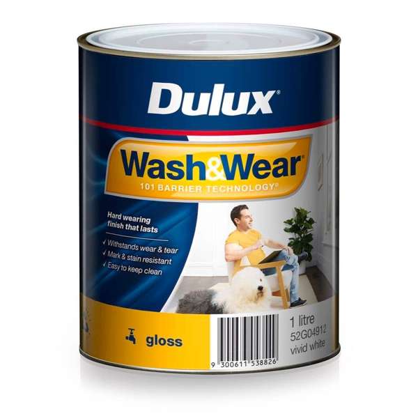 Dulux Wash & Wear Interior Gloss Vivid White 1L