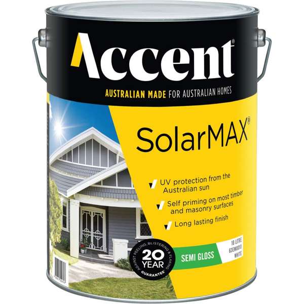 Accent SolarMAX Exterior Paint Semi Gloss White 10L