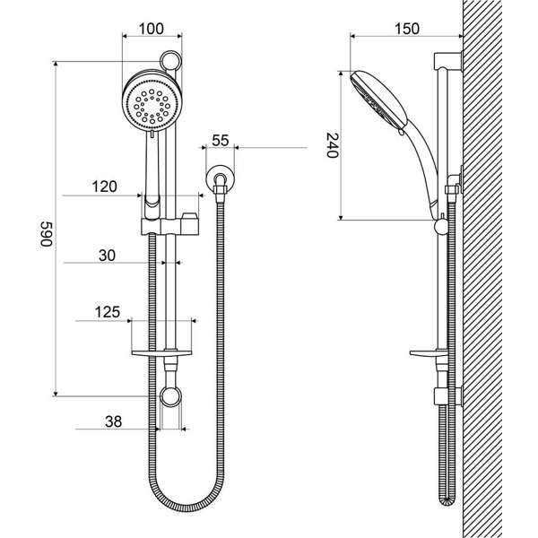 Paramount 5 Function Shower Rail