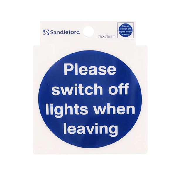 Sandleford Please Switch Off Lights Self Adhesive Sign 75 x 75mm