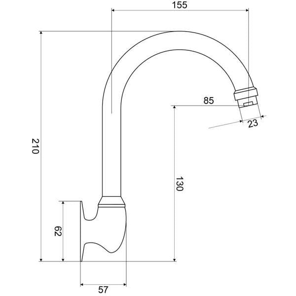 Mildon Deluxe Wall Outlet 210mm Chrome