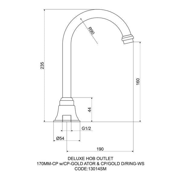 Mildon Hob Outlet 170mm Deluxe