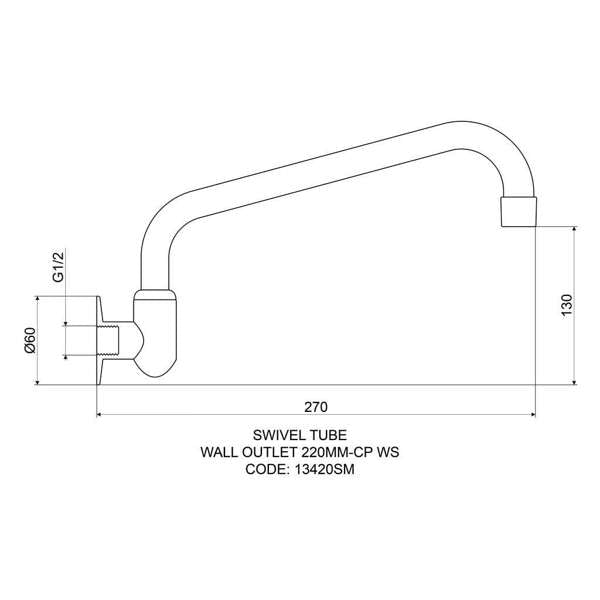 Mildon Wall Outlet 220mm Tube Cast