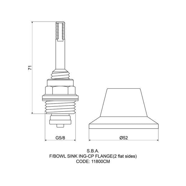 Mildon Spindle & Flange Forward Bowl Chrome