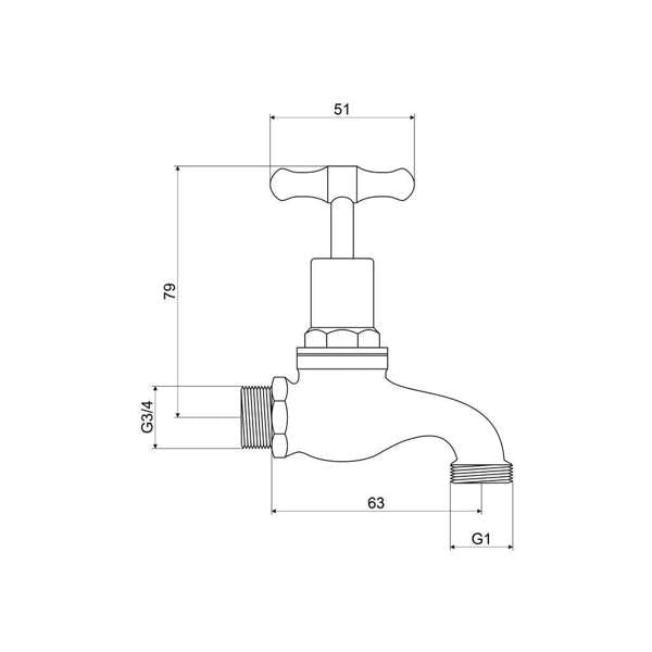 Mildon Male Hose Bib Brass Garden Tap 3/4" (20mm)