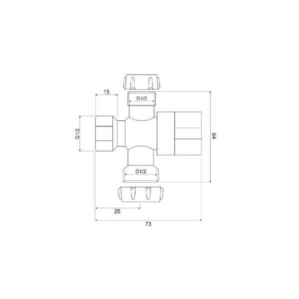 Mildon 1/4 Turn Ceramic Disc 3 Way Stop Cock Chrome