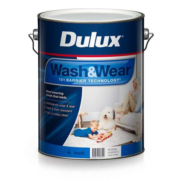 Dulux 10L Wash&Wear Matt Vivid White Interior Paint