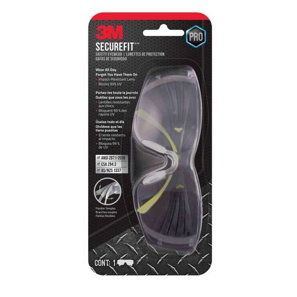 3M SecureFit 400 Series Safety Glasses Clear