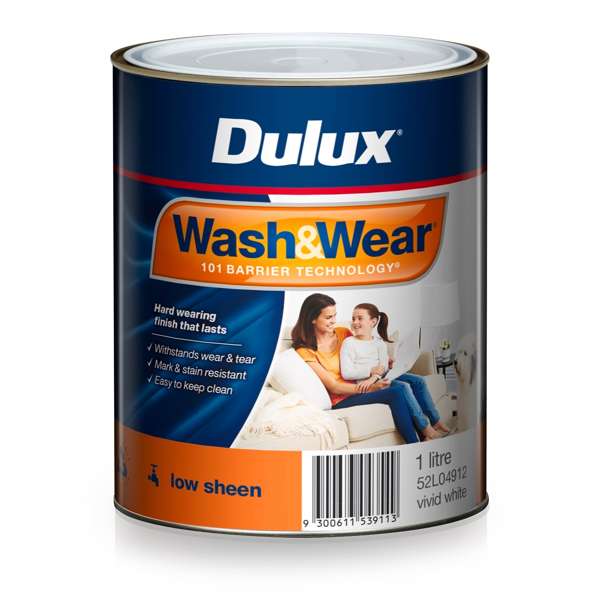 Dulux Wash & Wear Interior Low Sheen Vivid White 1L