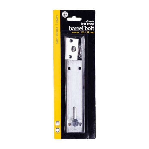 Trio Reverse Barrel Bolt Satin Chrome 150mm x 32mm