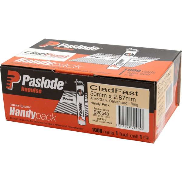 Paslode 50 x 2.87mm 34Deg Amor Galvanised Cladfast Ring Impulse Nail - 1000 Handy Pack