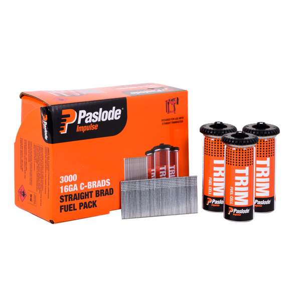 Paslode 38 x 1.6mm C38 Impulse Brad With Fuel - 3000 Pack