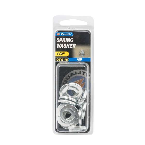 Zenith 1/2" Zinc Plated Spring Washer - 15 Pack